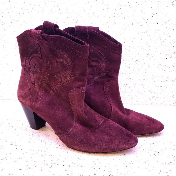 BA&SH Casey Boots Suede Western Cowboy size 38 in Purple Red - SOLD OUT color - Picture 4 of 11